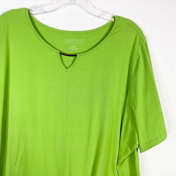 Catherines Plus Size 2X 22W 24W Top Green Suprema Collection Keyhole Neck 1494 - Picture 4 of 9